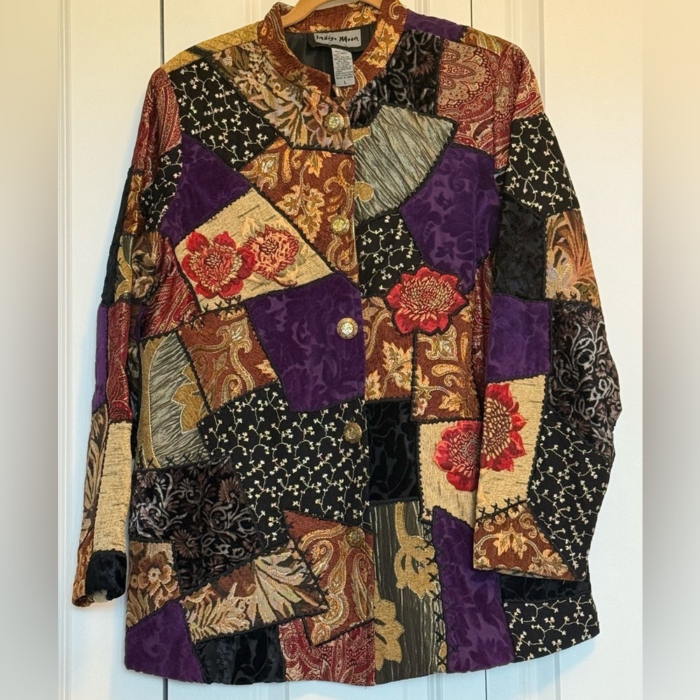 Vintage Indigo Moon Patchwork Blazer -